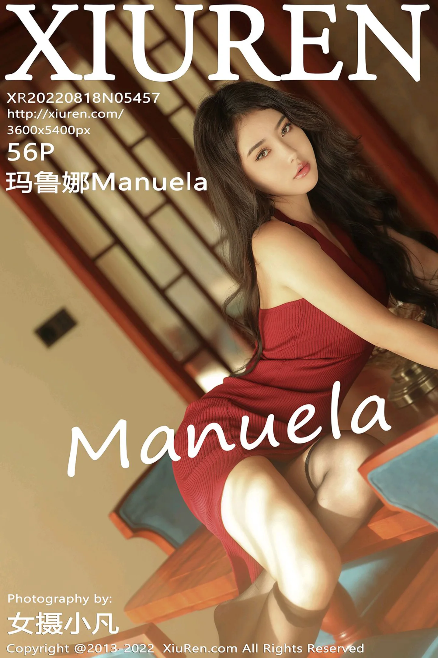 [XiuRen秀人网]No.5457_女神玛鲁娜三亚旅拍红色露肩连衣短裙配黑丝袜秀翘臀诱惑写真56P-秀人网 - XiuRen.Space